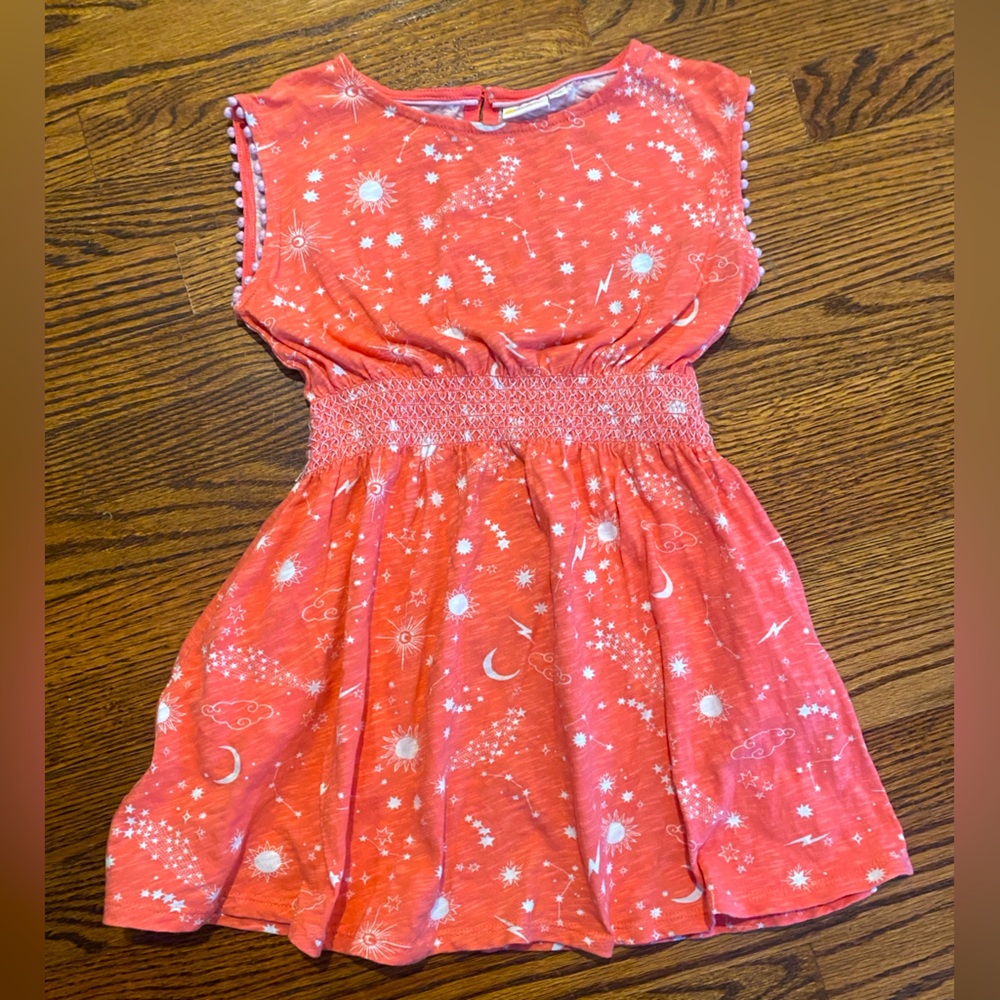 Mini Boden Shirred Waist Celestial Jersey Dress (size 6/7)